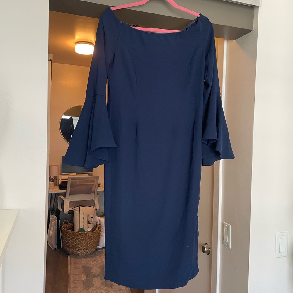 Navy off the shoulder dress